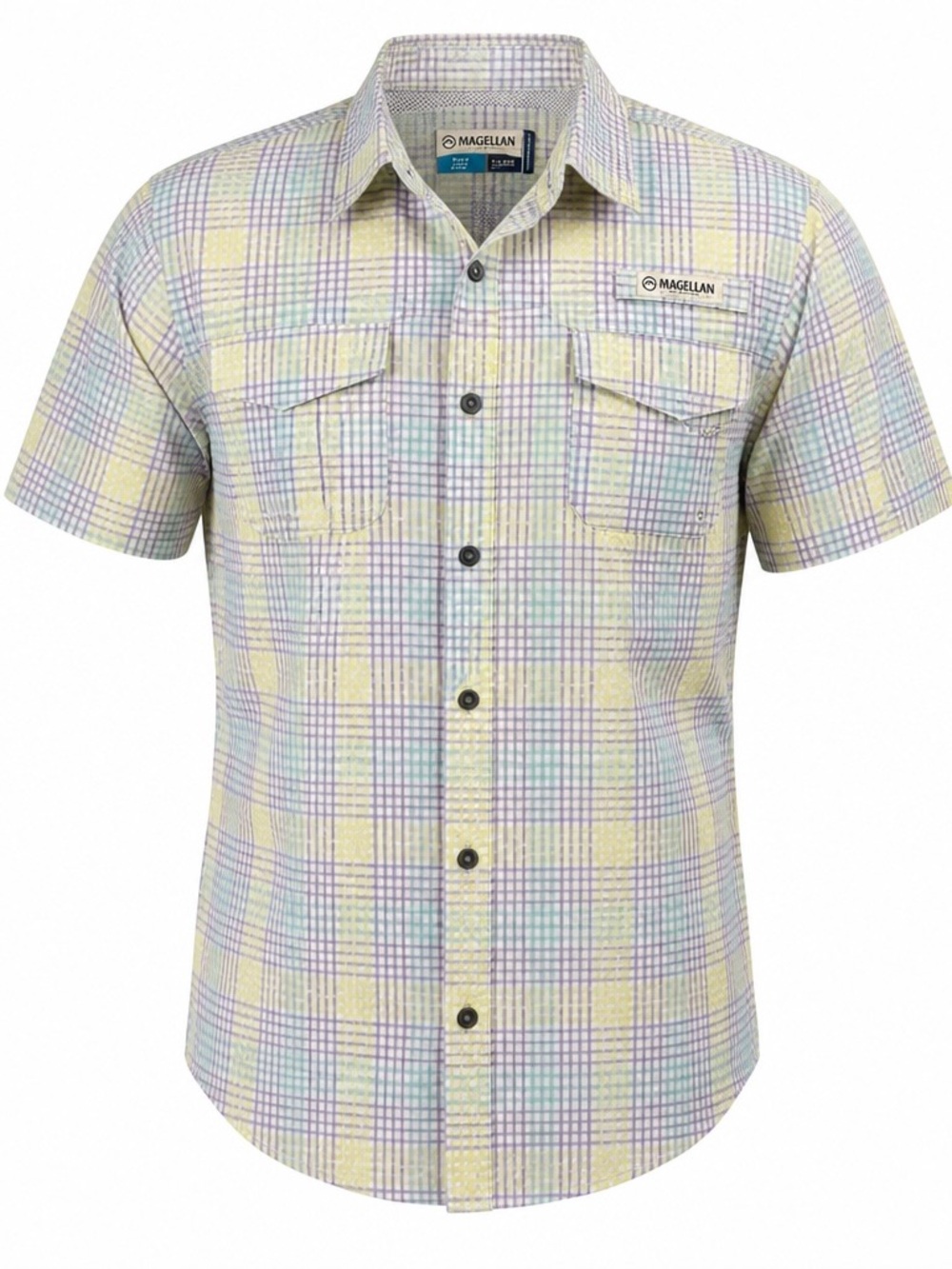 Magellan Short Sleeve Fishing Plaid Button-Up Shirt in Pastel Youth Size Large - Picture 11 of 11
